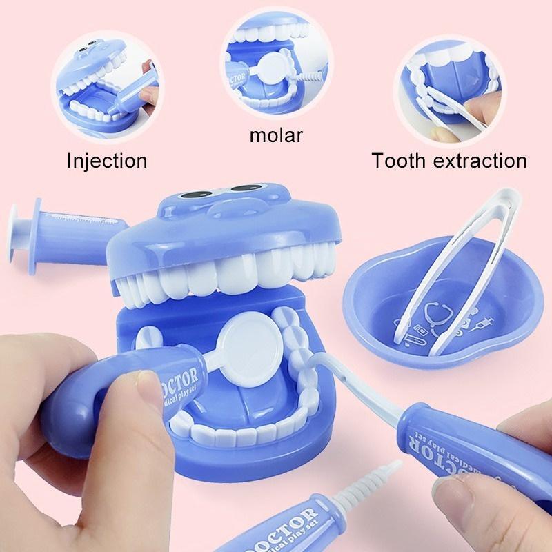 9-Piece Suit Kids Simulation Dentist Toys Sets Nice Gift for Children Interactive Dentist Role Play Pretend Toys Set