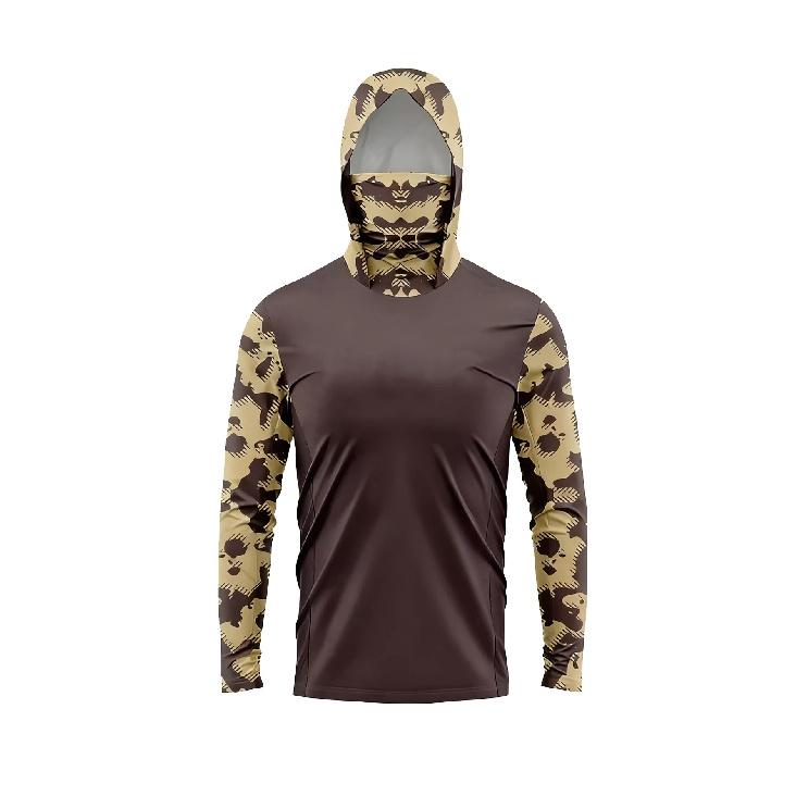 Fishing Shirts for Men Long Sleeve Beach Tops Outdoor UV Clothing Hooded Coat Breathable Fish Hoodies with Mask