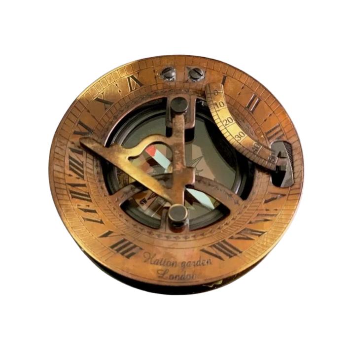 Antique Sundial Compass 3" Vintage Brass Nautical Marine Compasses Steampunk Old