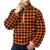 Men's Plaid Print Flannel Zip-Up Sweatshirt with Stand Collar, Fall Winter Casual Wear