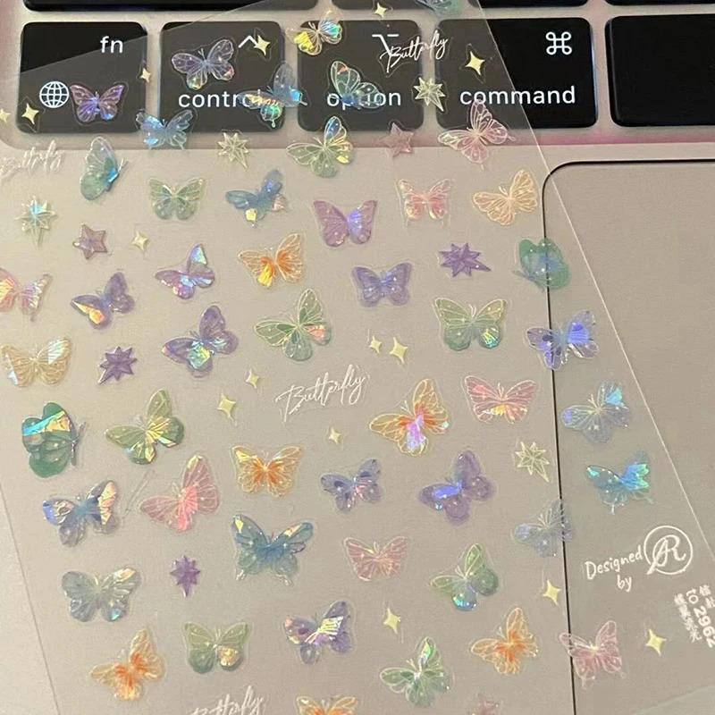 3pcs Butterfly Nail & Face Stickers – Ins Style Colorful Decals for Manicure, Scrapbooking & Body Art