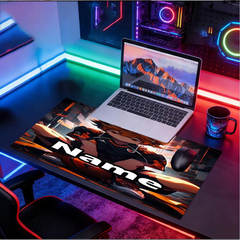 Custom Name Personalized Haikyu Pattern Mousepad, Laptop PC Desk Mat, Decorative Desk Mat for Home Keyboard Pad Gift