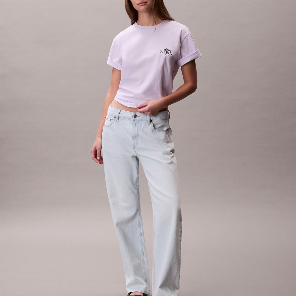 Calvin Klein Logo Pullover Round Neck Loose Short Sleeve T-Shirt Women tops 47F801G-3OQ