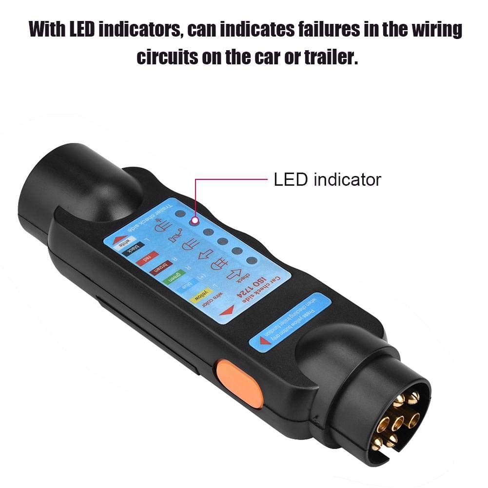 Trailer Light Tester Plug,12V 7Pin/13Pin Trailer Socket Tester, Towing Light Wiring Cable Circuit Plug Socket Tester Diagnostic Tool for Auto