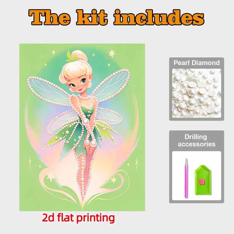 Disney Pearl Painting Tinker Bell Pearl Dress DIY Pearl Art Painting Pearl Gem Painting Pictures Crafts Special Shape Home Wall Decoration