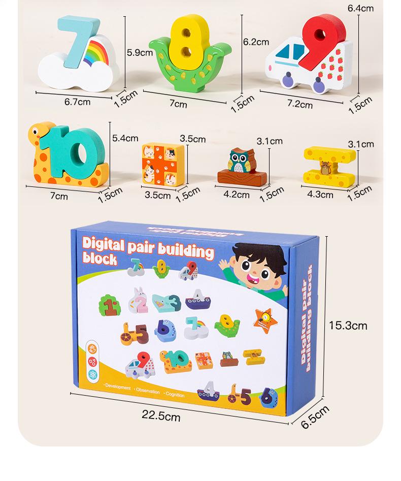 Cognitive Development Wooden Toys: Creative Number Matching Blocks for Early Education and Intellectual Growth