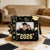 Wooden Photo Frame, Standard Size Graduation Picture Display, Black Gold with Rear Stand, Grad 2026 Picture Holder for Graduation Keepsake