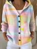 New V-neck button long-sleeved hooded sweater autumn and winter Christmas fashion personalized coat women
