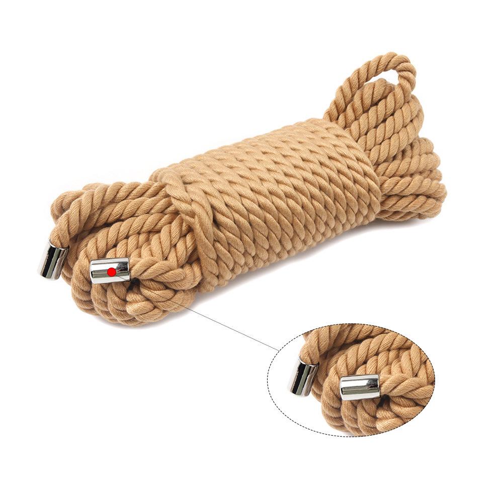 10m Hemp Rope with Metal Ends for Full-Body Restraint and Adult Bondage.