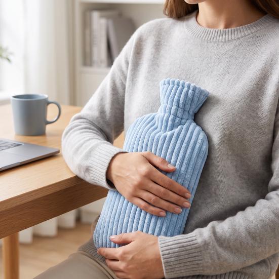 Long Hot Water Bottle 500/1000ML with Plush Cover, Leak-Proof Drurable Bag, Menstrual Cramp Pain Relief Warmer Bag Compress