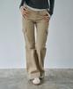 WAARFORWOMAN W1154 D-Ring Cargo Bootcut Pants_Beige
