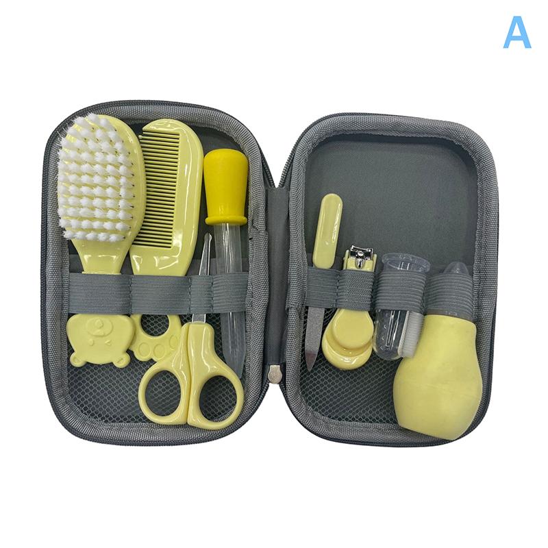 8Pcs/Set Baby Health Care Kit Kids Nail Hair Health Care Thermometer Grooming Brush Comb Clipper Toothbrush Baby Essentials A жёлтый