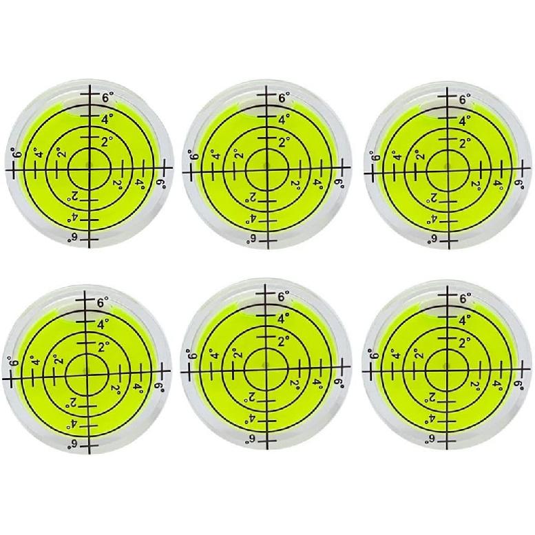 6Pcs Circular Bubble Spirit Levels RV Levelers 32mm RV Standard Levels Leveling Tools for Travel Trailer, Turntable, Phonograph, Camera, Tripod