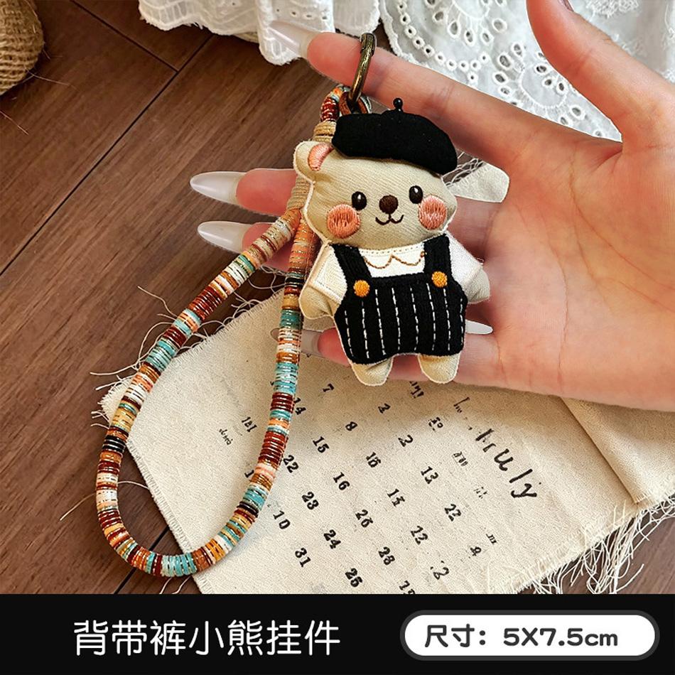 Korean Ins Handmade Fabric Cartoon Animal Keychains Cute Plush Doll Bag Charm Pendant For Women Girls