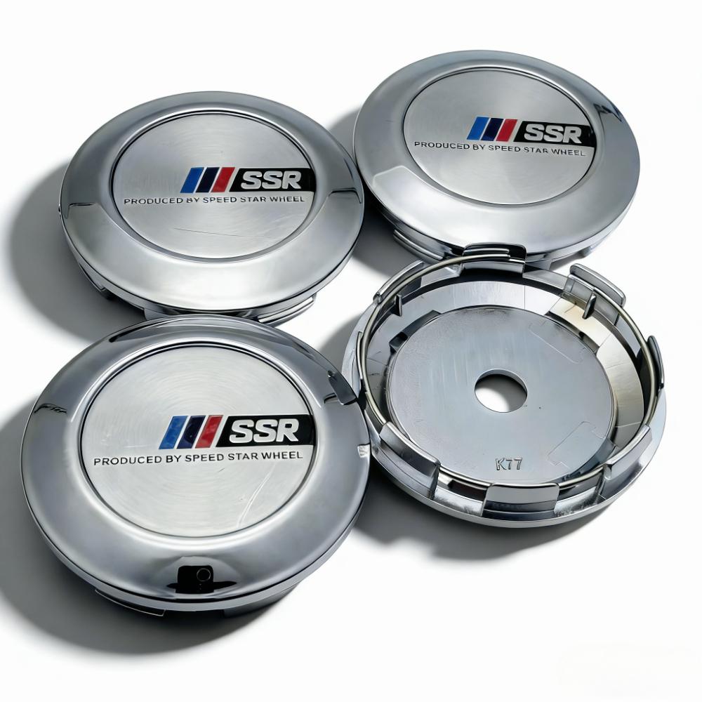 4pcs 77MM Clips 72MM SSR Logo Badge Emblem Car Wheel Center Caps Rim Hubcaps Cover Wheels Hub Dust Cap Replace Car Accessories