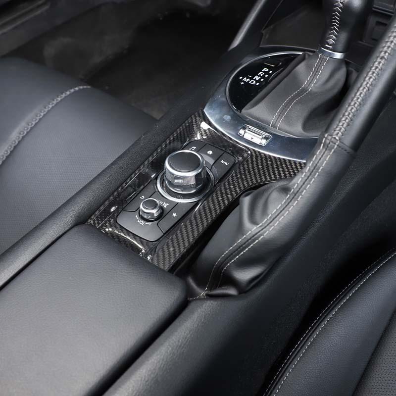 ToMong Real Carbon Fiber Car Center Console Multimedia Button Frame Cover Trim Car Accessories For Mazda MX-5 MX5 Miata ND 16-26