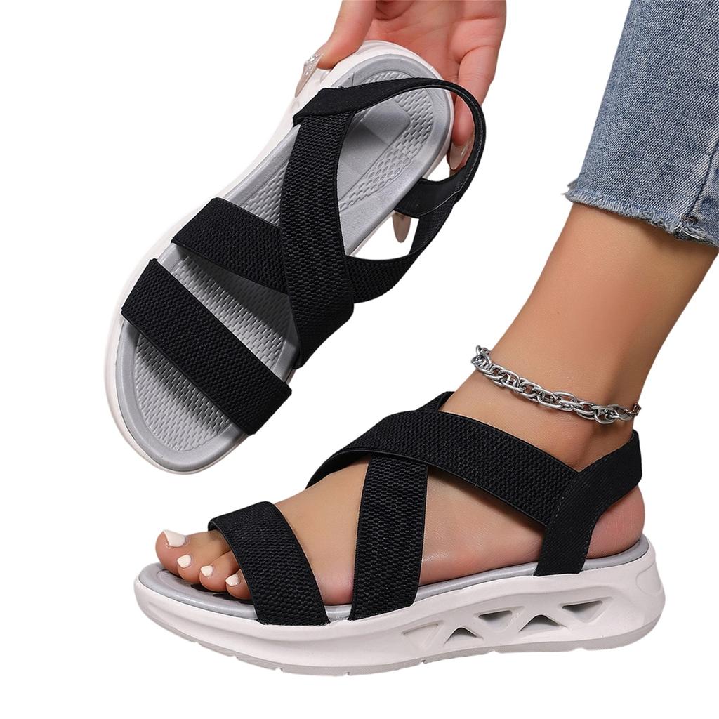 Women's Plus Size Casual Open Toe Sandals with Crisscross Straps Comfortable Slip On Lightweight Summer Footwear