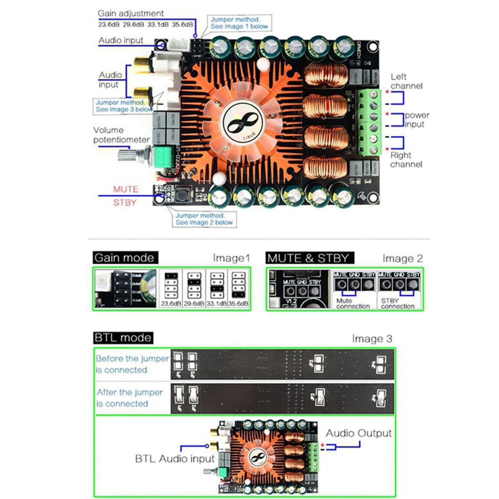 160Wx2 Digital Power Amplifier Board Audios Stereo Amplify Two-channel Stereo