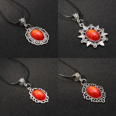 European & American Retro Vampire Ruby Leather Pendant Necklace – Dark Subculture Women's Jewelry