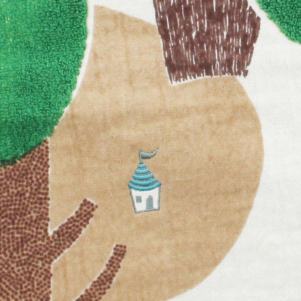 Kusunokibashi Monori Morita MiW Forest House Face 34 X 80cm Towel, Green, A-65603-31-G,