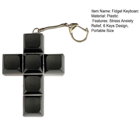 Keyboard Fidget Toy Stress Anxiety Relief 6 Keys Keyboard Clicker Keychain Portable Travel Decompression Button Sensory Toy