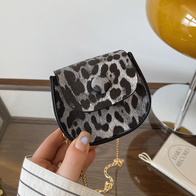 Koreanischer Stil Leopardendruck Satteltasche Modische Kette Schulter Crossbody Tasche