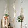 Hanging Planter with Tassels Hand-Woven Cotton Flower Pots Tapestry Net Bag Home Decor