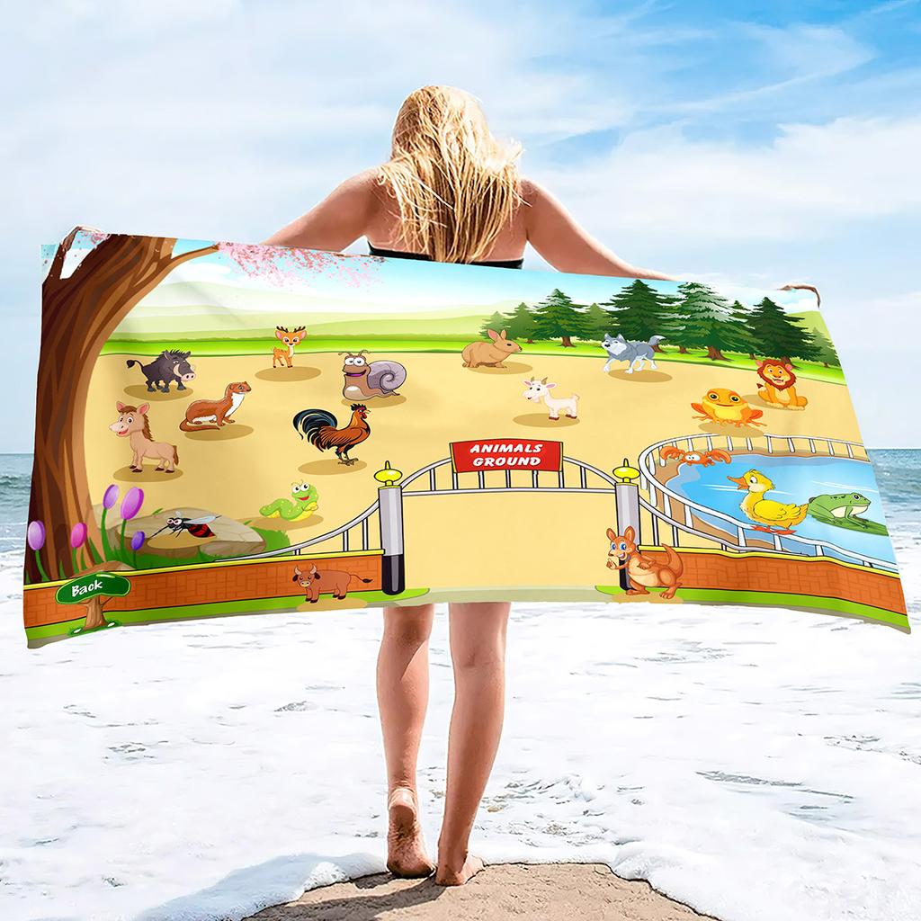 Cartoon Zoo Series Seaside Vacation Beach Towel Swimming Bath Towel Sports Towel