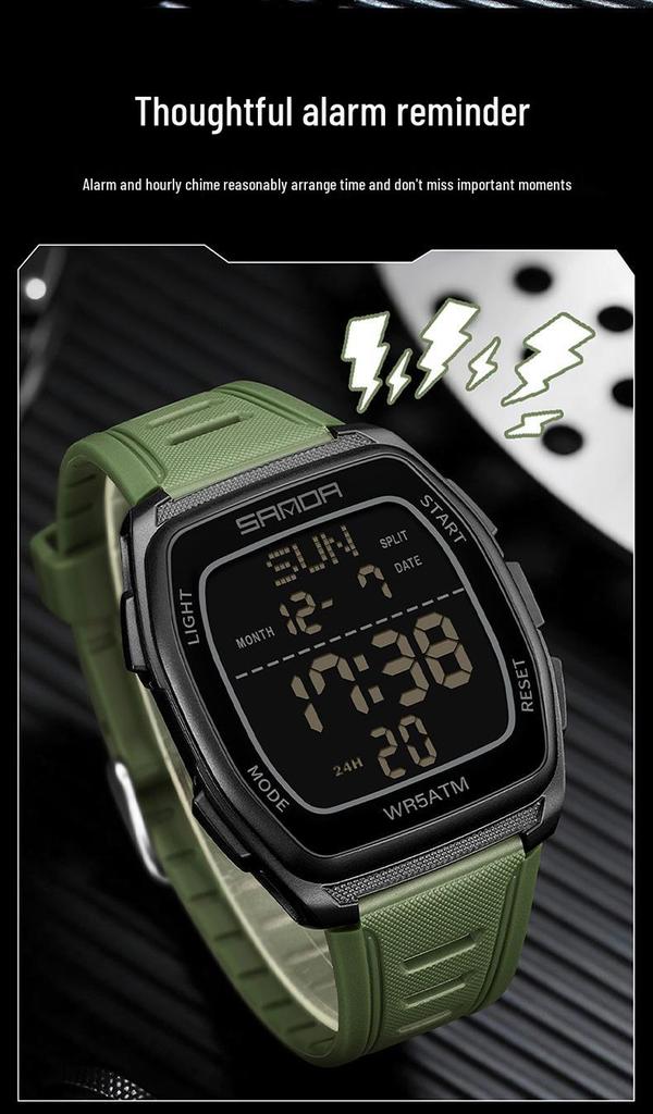 Sanda Men's Barrel Dual-Time Waterproof Sports Watch with Large Dial
