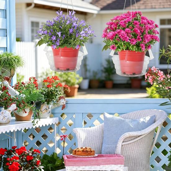 Yousheng Flower Pot Watering Tray, with Hooks Hanging Baskets, Ventilation Easy Installation Plant Tray, for Indoor Outdoor Hanging