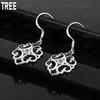 925 Sterling Silver Vintage Auspicious Cloud Carved Earrings - Stylish Evening Jewelry