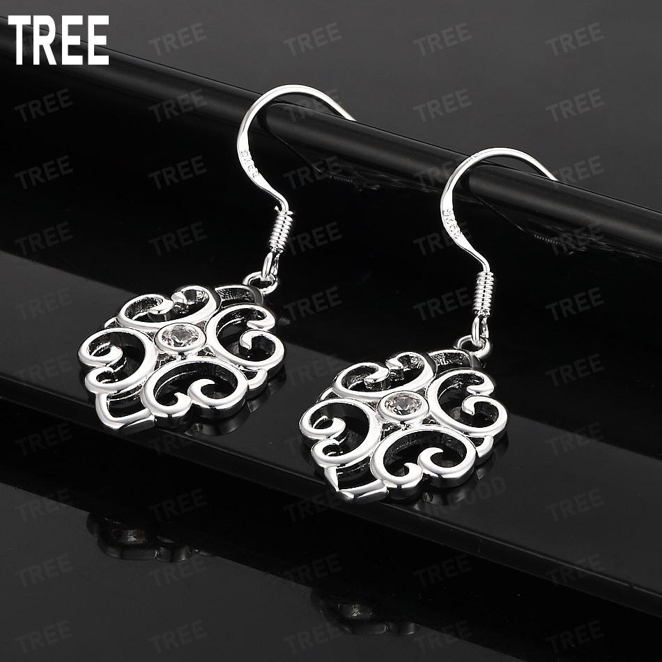 925 Sterling Silver Vintage Auspicious Cloud Carved Earrings - Stylish Evening Jewelry