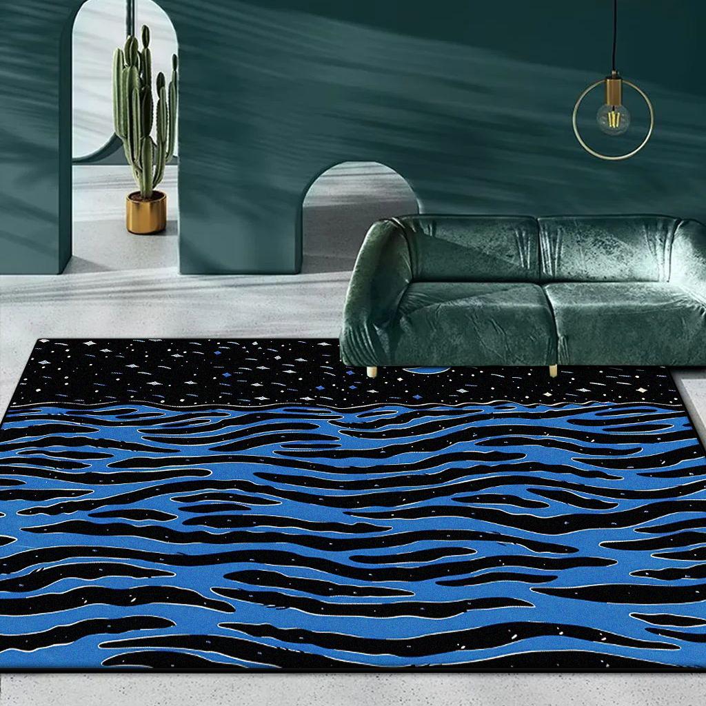 Abstract Green Ripple Carpet Living Room Decoration Sofa Area Rugs Non-slip Bedroom Lounge Floor Mat Kid Room Bedside Door Mats