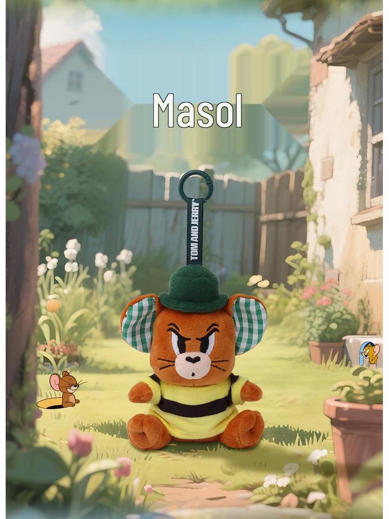 Tom and Jerry Plaid Plush Keychain: Cute Tom Cat & Jerry Mouse Charm