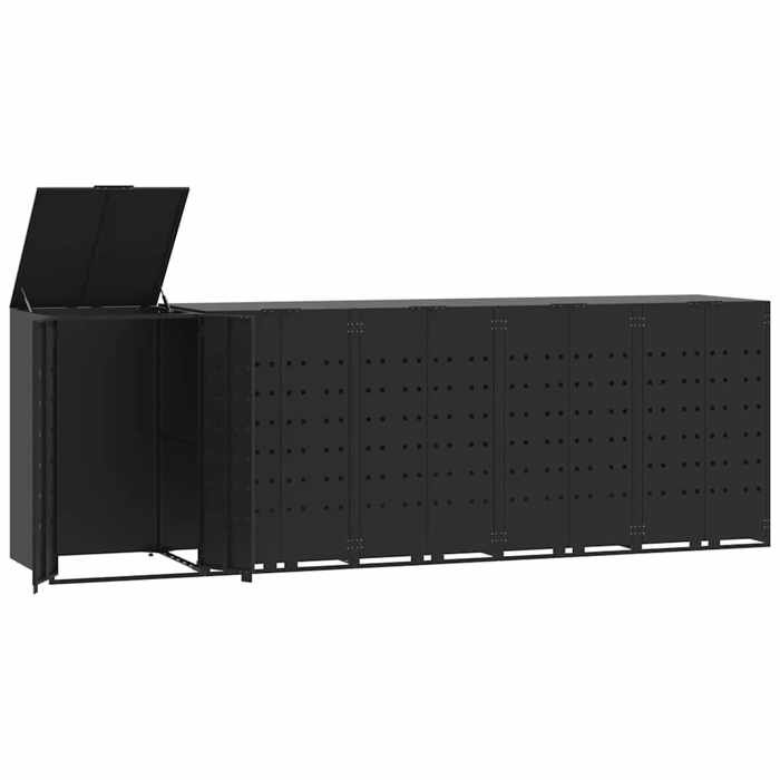 VidaXL Rangement à roulettes pour poubelles pour 5 bacs noir acier, rangement de poubelles, rangement de poubelles de 3279980
