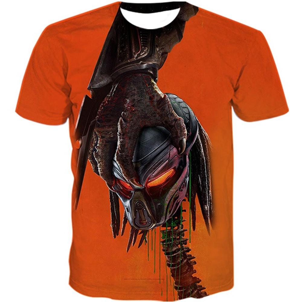 Creative Horror Design Predator 3D Printing Summer Fashion Leisure Cool Personality Street Style Short Sleeve