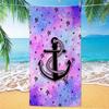 Nautical Pattern Beach Towel, Digital Printing Thin Quick-Dry Anti-Sand Microfiber Lightweight for Swim Yoga Travel Gym Gift