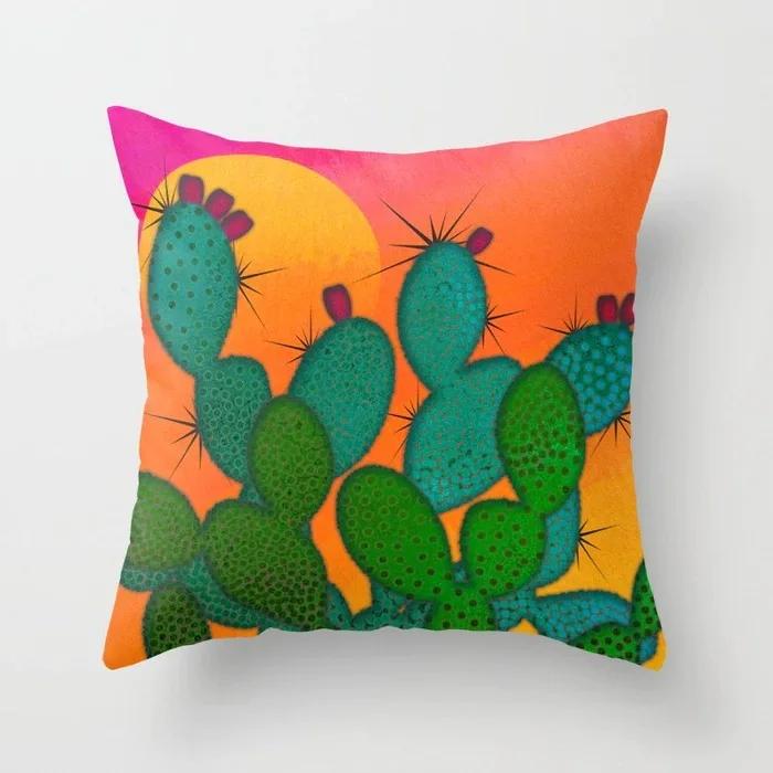 Nordic Style Tropical Plant Cactus Pattern Cushion Cover Sofa Car Office Pillowcase Home Decor