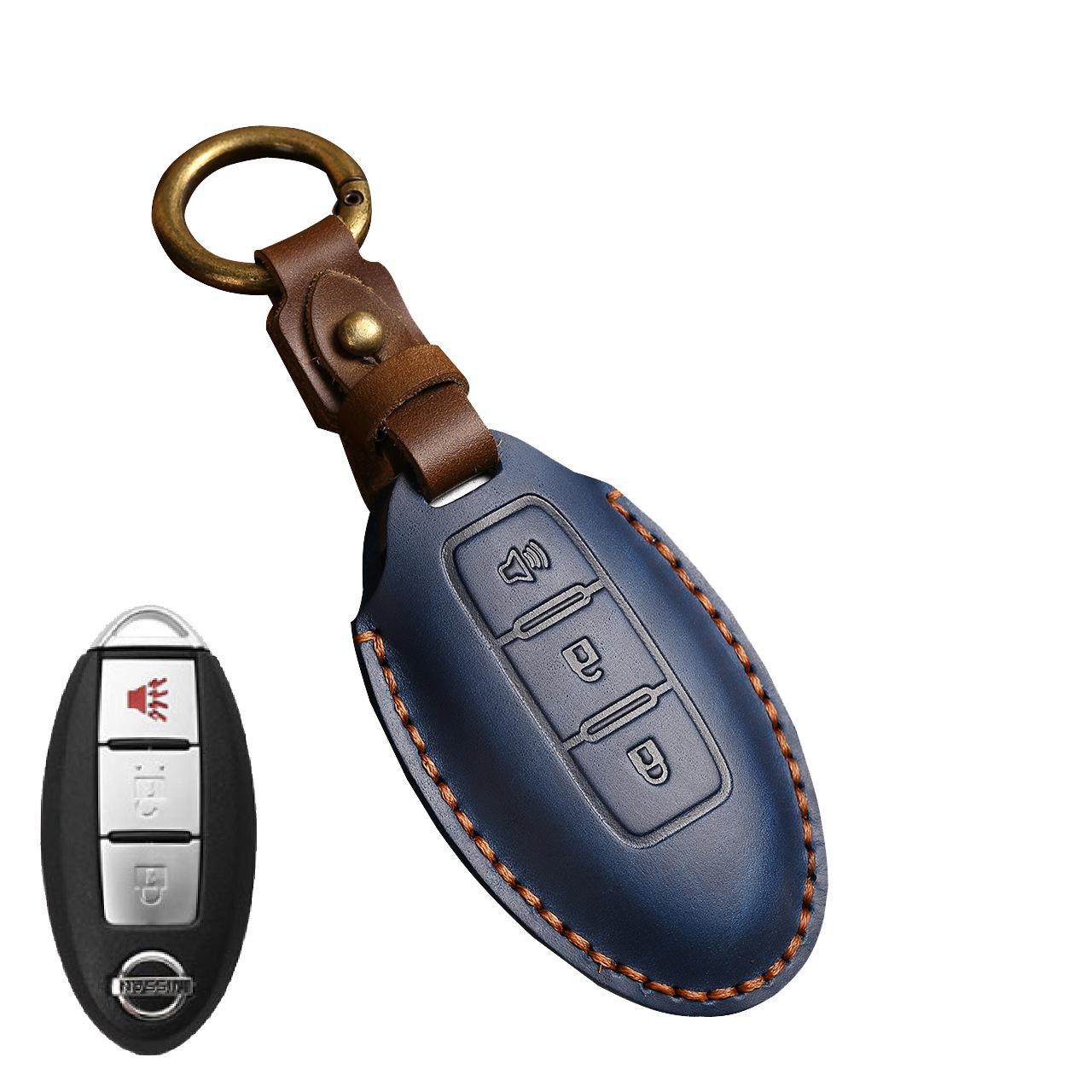 

Genuine Leather Key Case for Nissan X-Trail, Teana, Tiida, Sylphy, Qashqai, and Murano