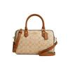 Bolsa de Ombro em Lona Revestida Rowan, Bolsa Transversal, Bolsa de Mão Média Feminina Cáqui Claro