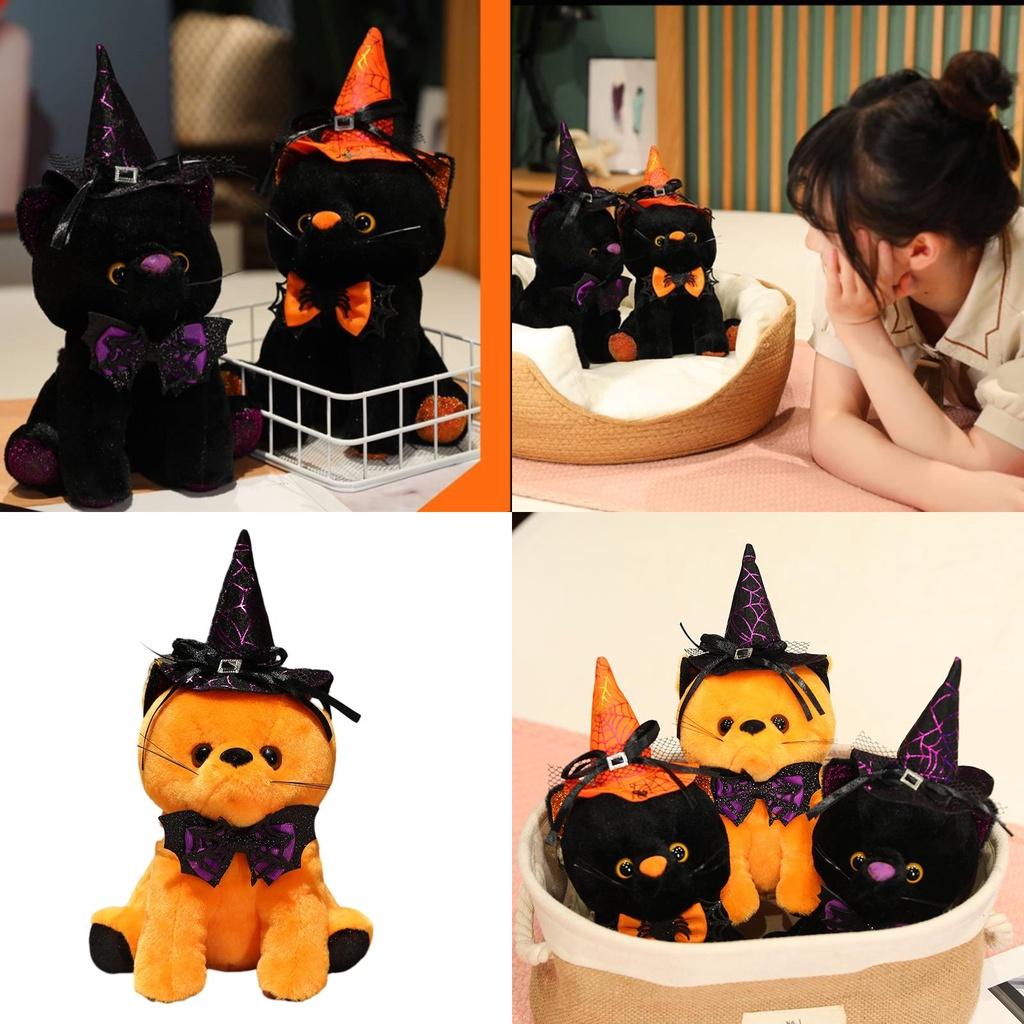 Halloween Ghost Black Cat Party Decoration Plush Toy Kids Stuffed Animal Prop Cat Doll