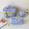 Ins Contrast Color Plaid Handheld Makeup Bag Large Capacity Cosmetic Organizer Square Bag
