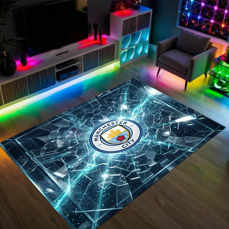 Manchester City Design Crystal Velvet Carpet Cozy Non?Slip Printed Rug For Bedroom Living Room Entrance