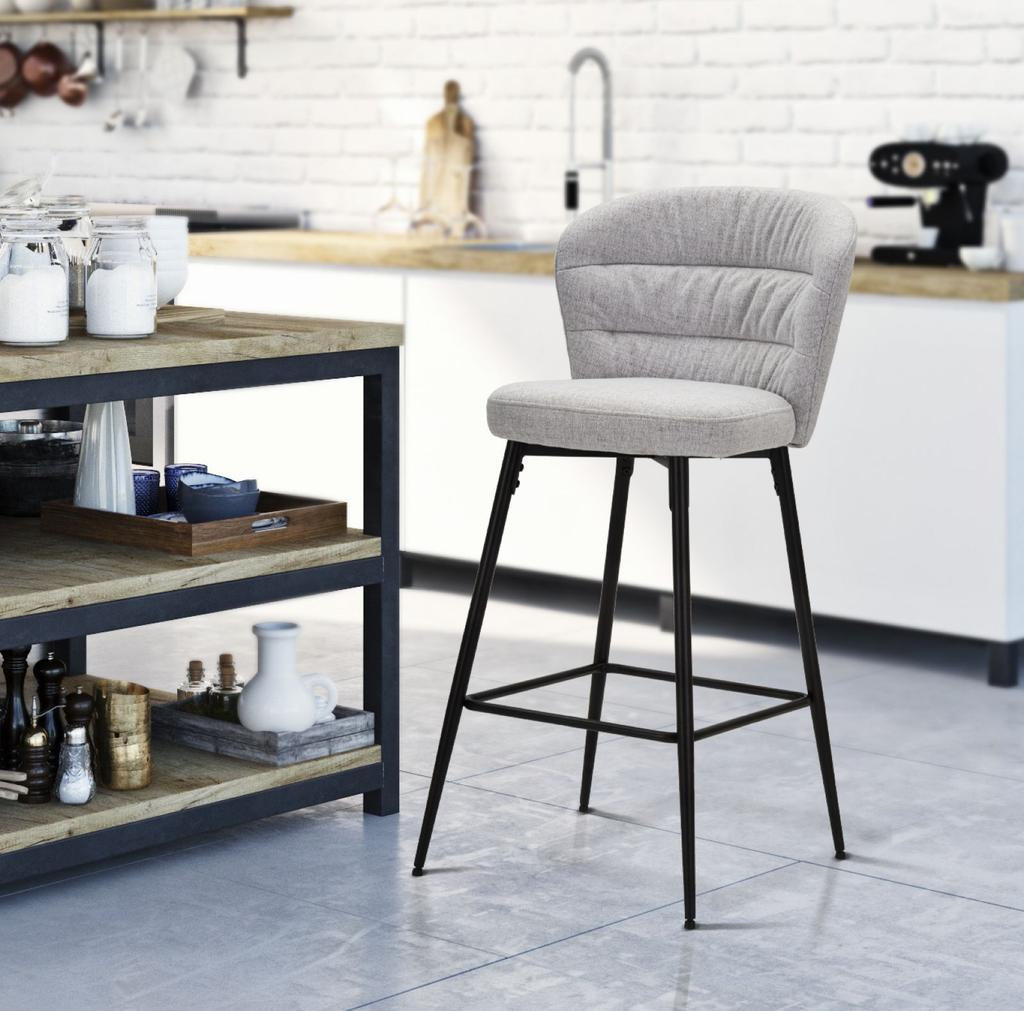Bar Stool Losanna Grey Set 2 Pz Cm 52X59X108