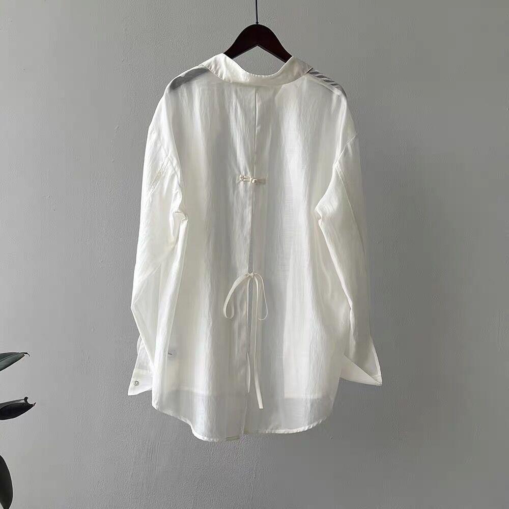 Women's Lightweight Tencel Sun Protection Jacket - 2025 Summer Frog Button Long Sleeve with Back Slit