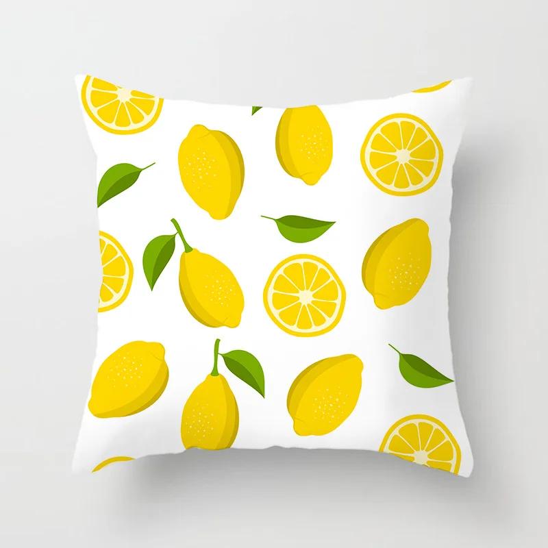 Lemon Water Pattern Watermelon Red Blue Polyester Throw Pillow Waterproof Oilcloth Car Interior Sofa Decoration Pillowcase 40911