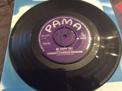 7inch Record CONROY CANNON MISSION  Oh Happy Day  Cant Get Along With PM769 Pama Records 1969 UK SoulFunk Used