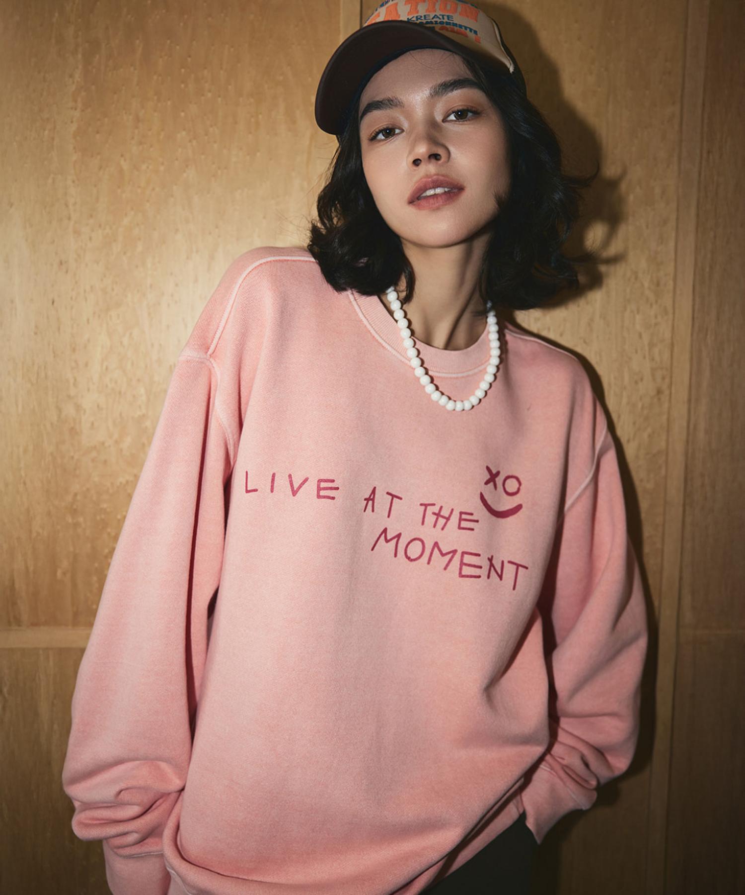 Coralian Smile Pigment Washed Sweatshirt Pink/100