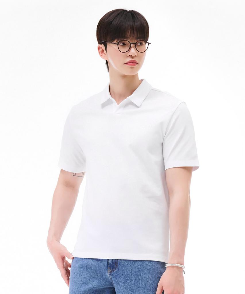 CHASECULT Men'S Open Collar Short Sleeve T-Shirt - White