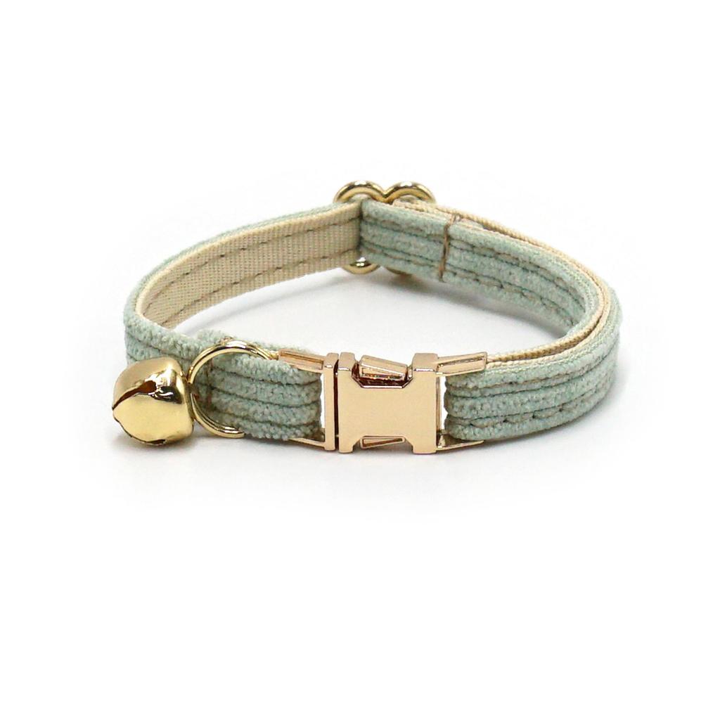 Chic Multi-color Corduroy Cat Collar with Engravable Zinc Alloy Buckle